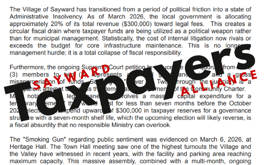 Notice Of Petition For The Disincorporation Of The Village Of Sayward